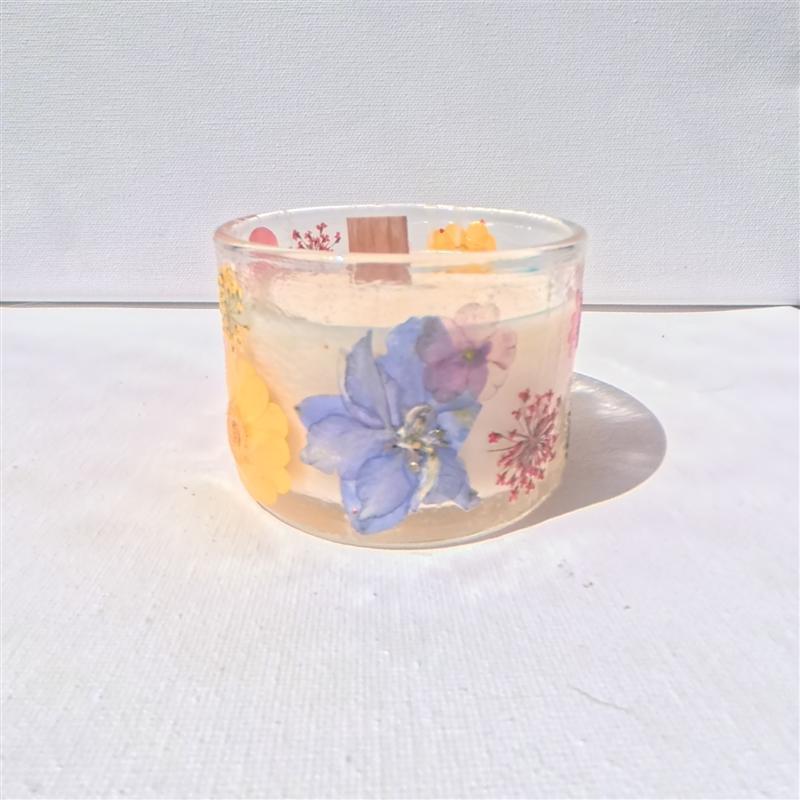 Floral Glass Wood Wick #005